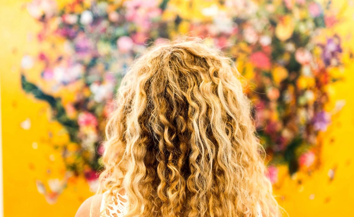photo of blond, curly hair