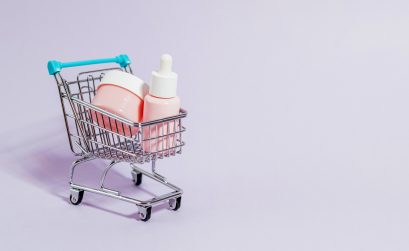 tiny shopping cart with little bottles